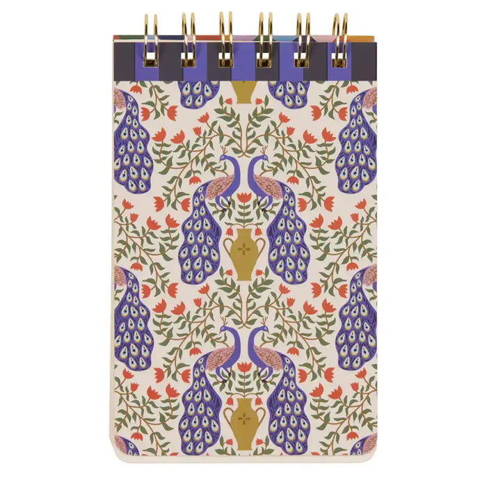 Notebook with peacock pattern on a white background