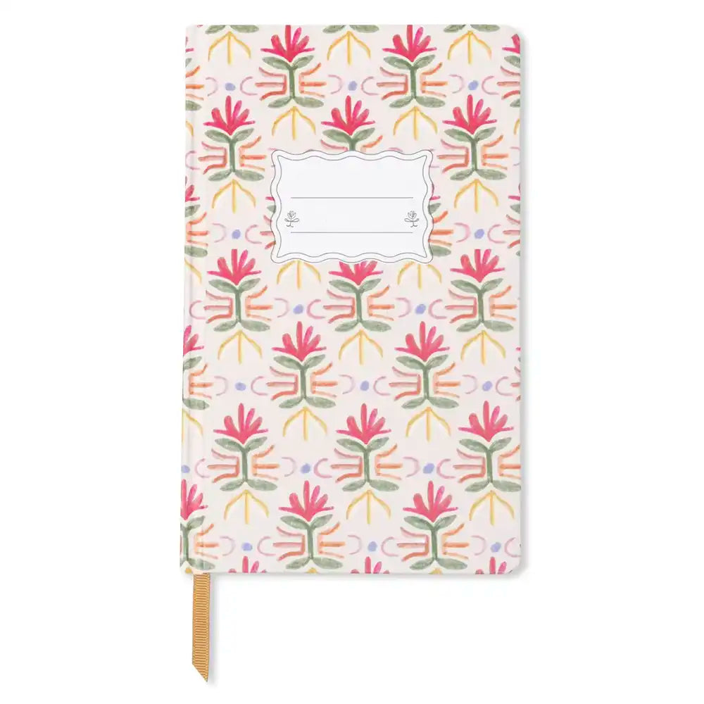Notebook with floral pattern on a white background