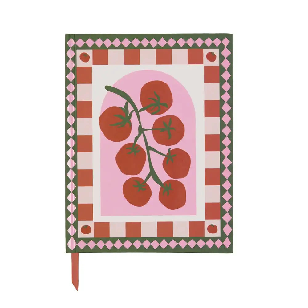 Notebook with tomato design on a white background