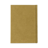 A minimalist hardcover notebook with a textured mustard yellow cover, shown flat against a solid white background. The brand name 'DE LIGHTS BOOKS' is subtly printed in gold foil at the bottom center.