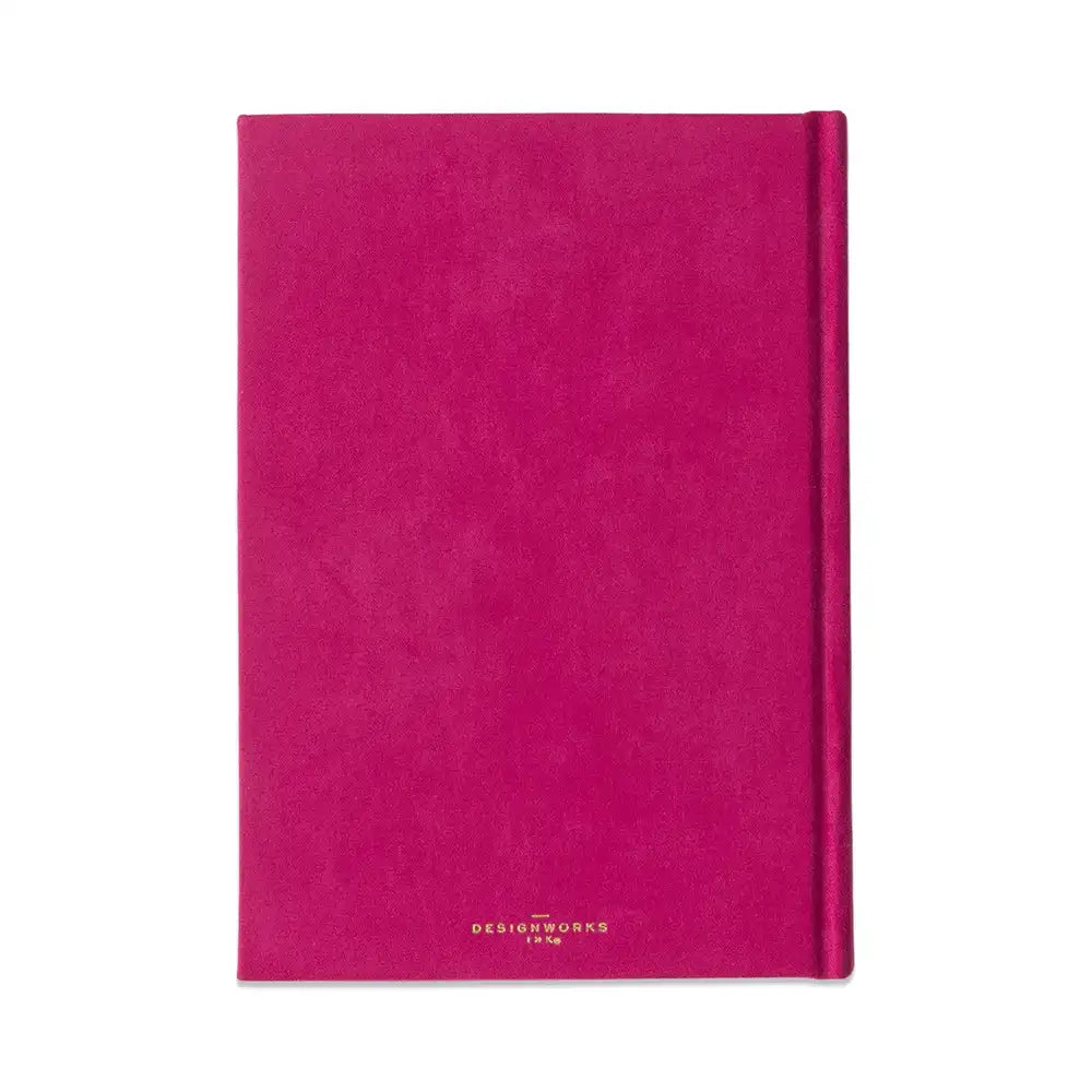 A bright pink hardcover notebook 