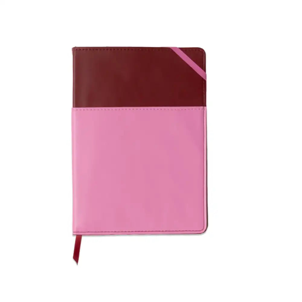 Vegan Leather Pocket Notebook - Burgundy & Pink