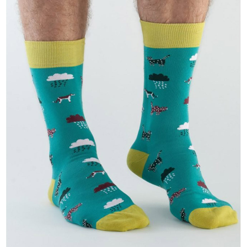 Doris & Dude Green Cats & Dogs Socks