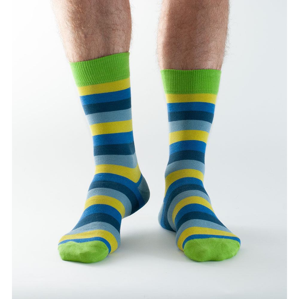 Doris & Dude Lime Stripe  Bamboo Socks L