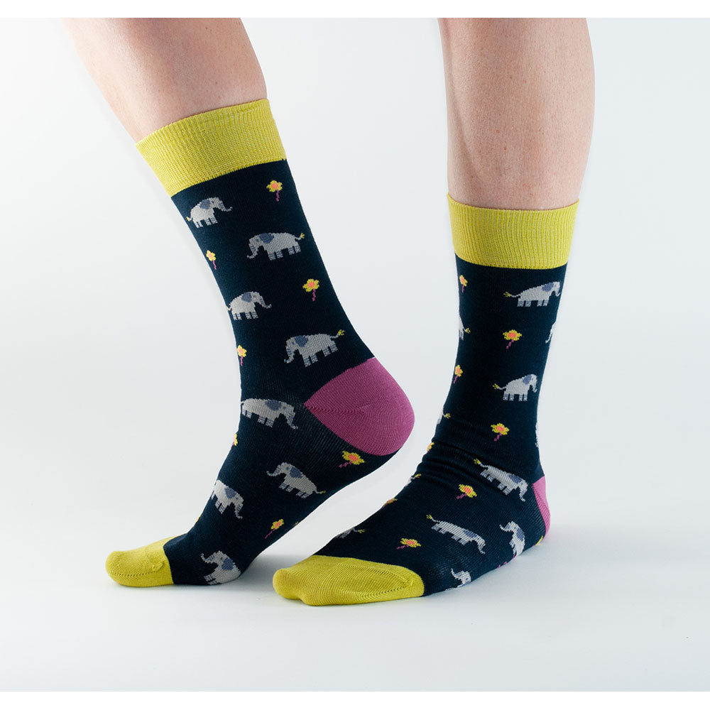 Doris & Dude Elephant Bamboo Socks Navy R