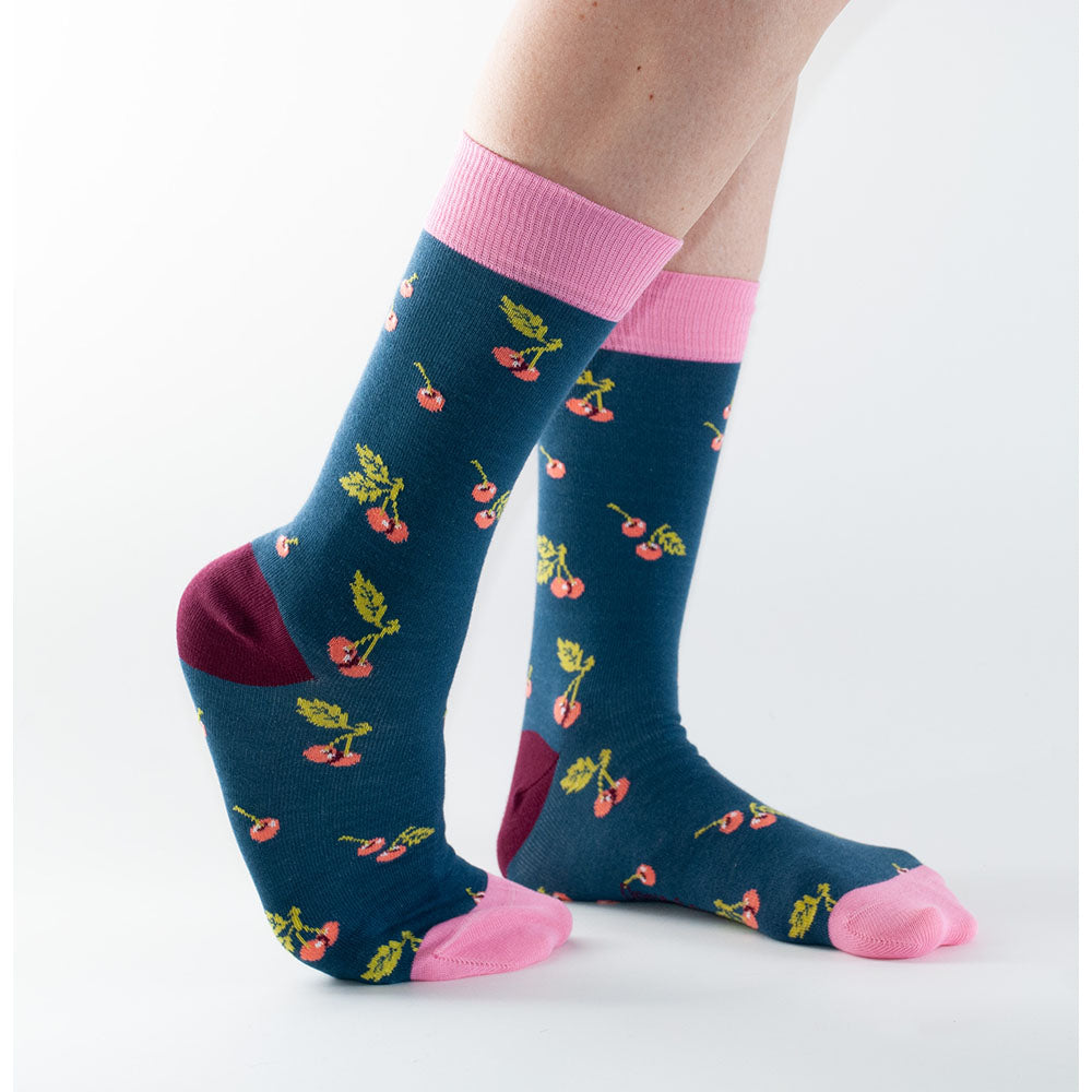 Doris & Dude Cherry Bamboo Socks Teal R