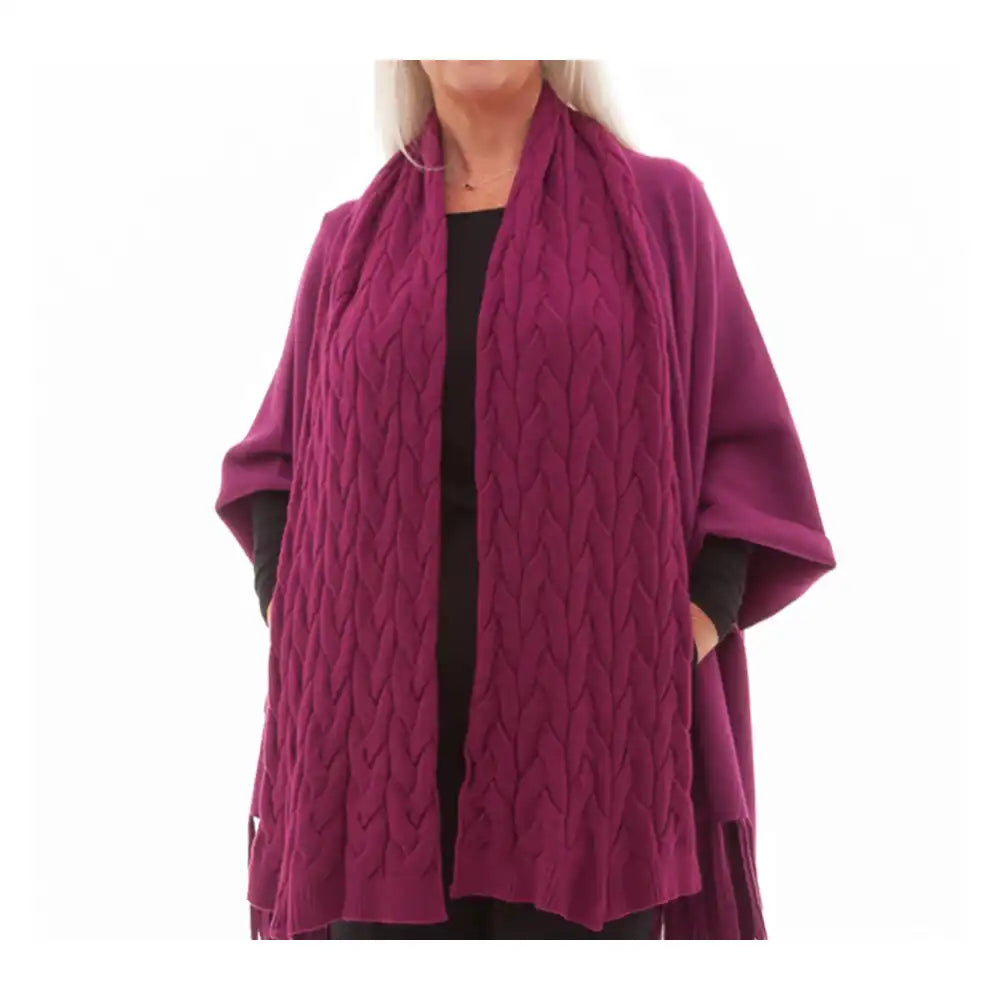 Cosy Cable Knit Scarf - Magenta