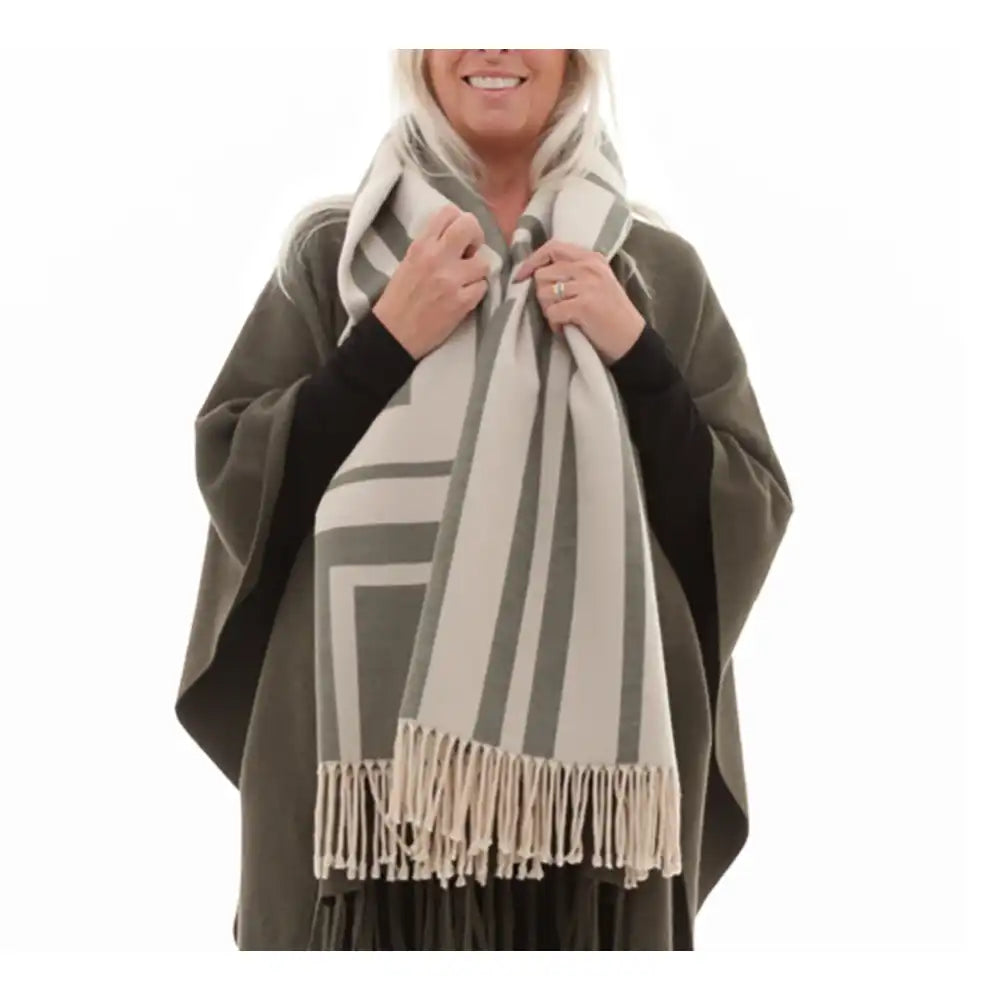 Jacquard Double Face Scarf - Khaki