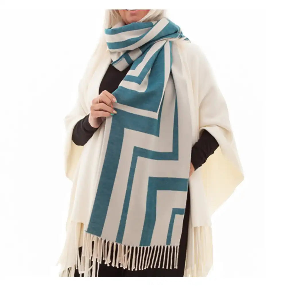 Jacquard Double Face Scarf - Teal