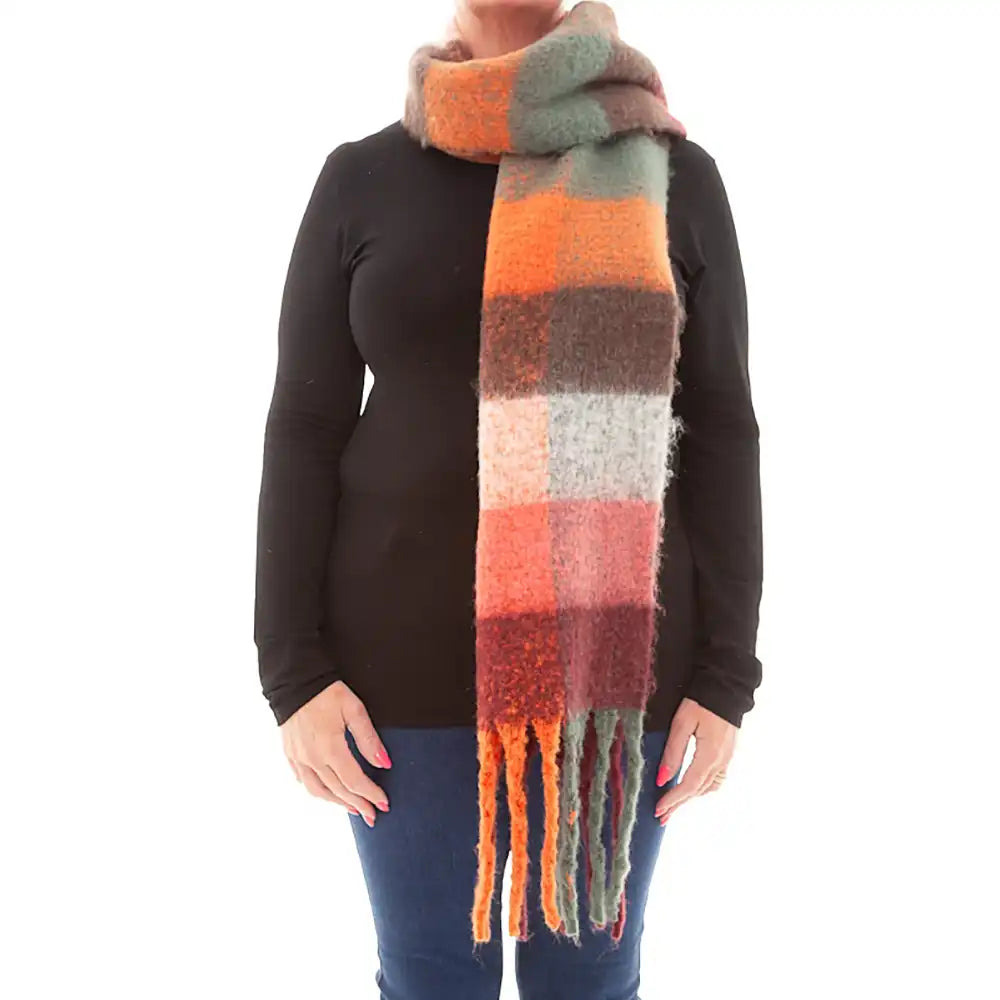 Colour Block Winter Scarf - Orange