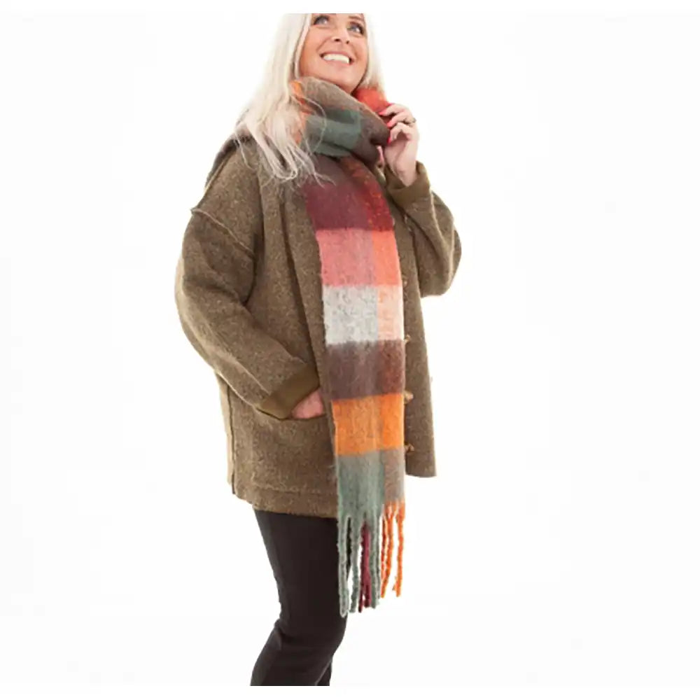 Colour Block Winter Scarf - Orange