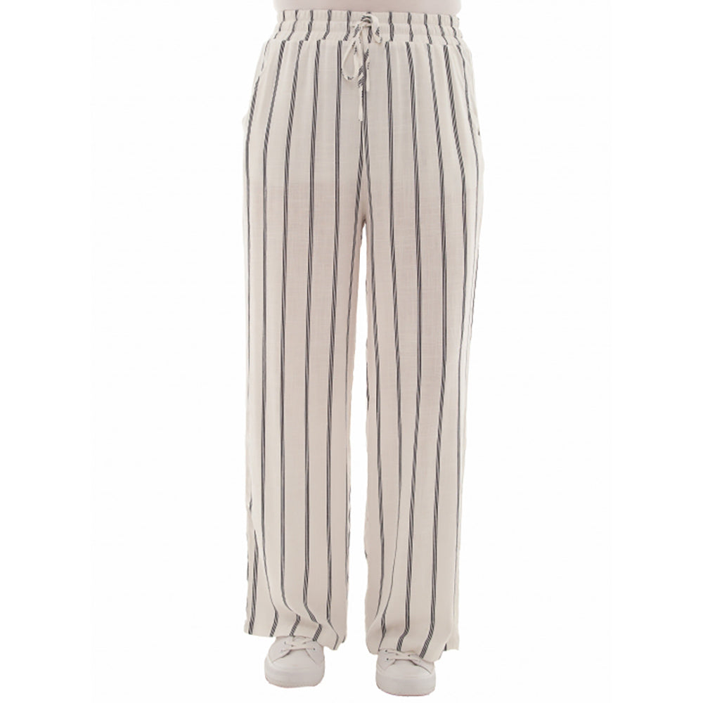 Linen Pinstripe Palazzo Monochrome