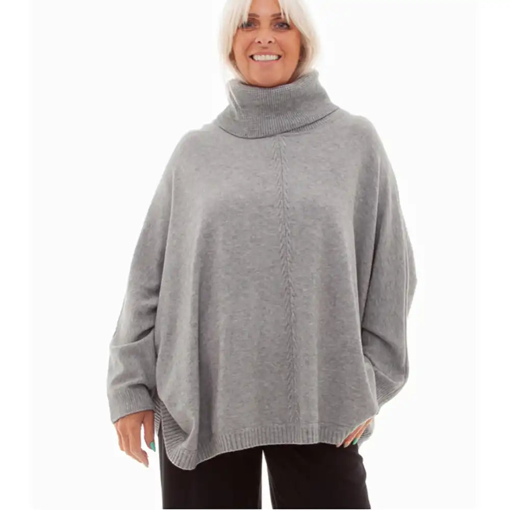 Roll Neck Cable Knit Jumper - Grey