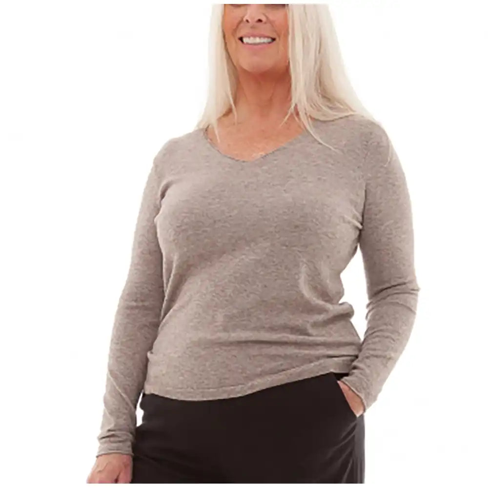 Fitted V Neck Jumper - Grey