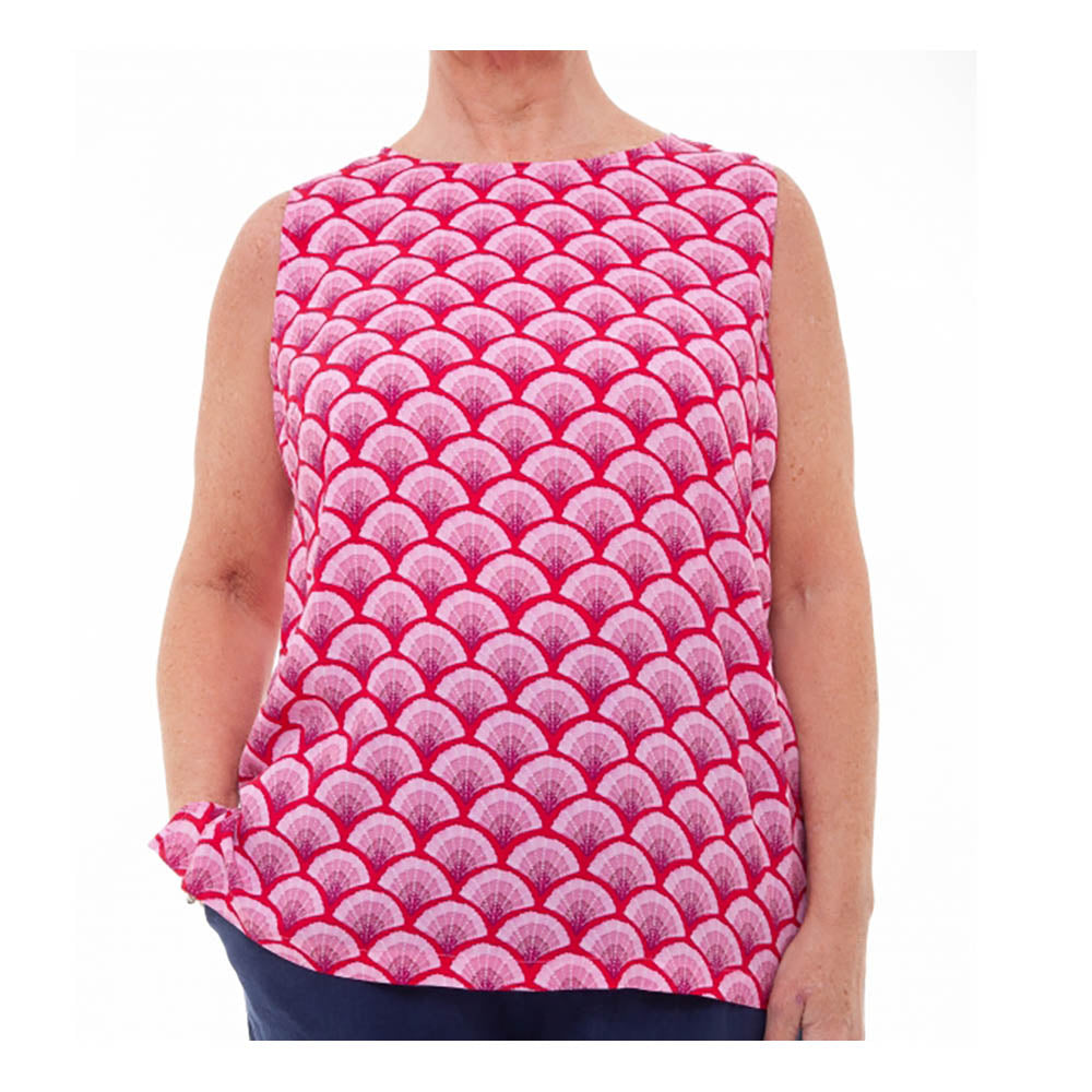 Scallop Print Vest - Raspberry