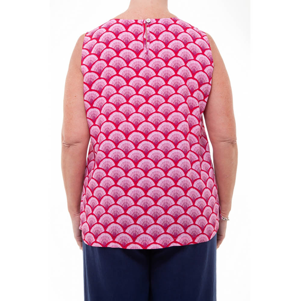 Scallop Print Vest - Raspberry