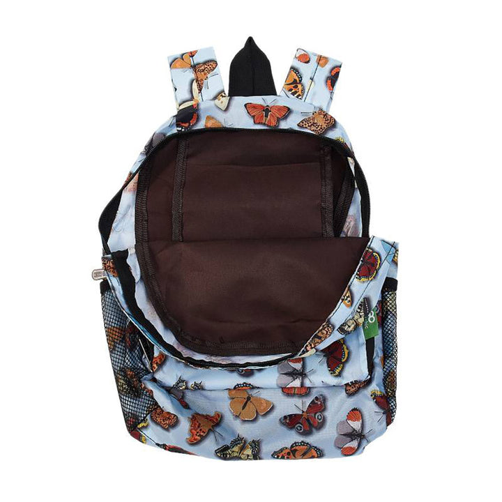 Eco Chic Large Foldable Backpack - Blue Butterflies