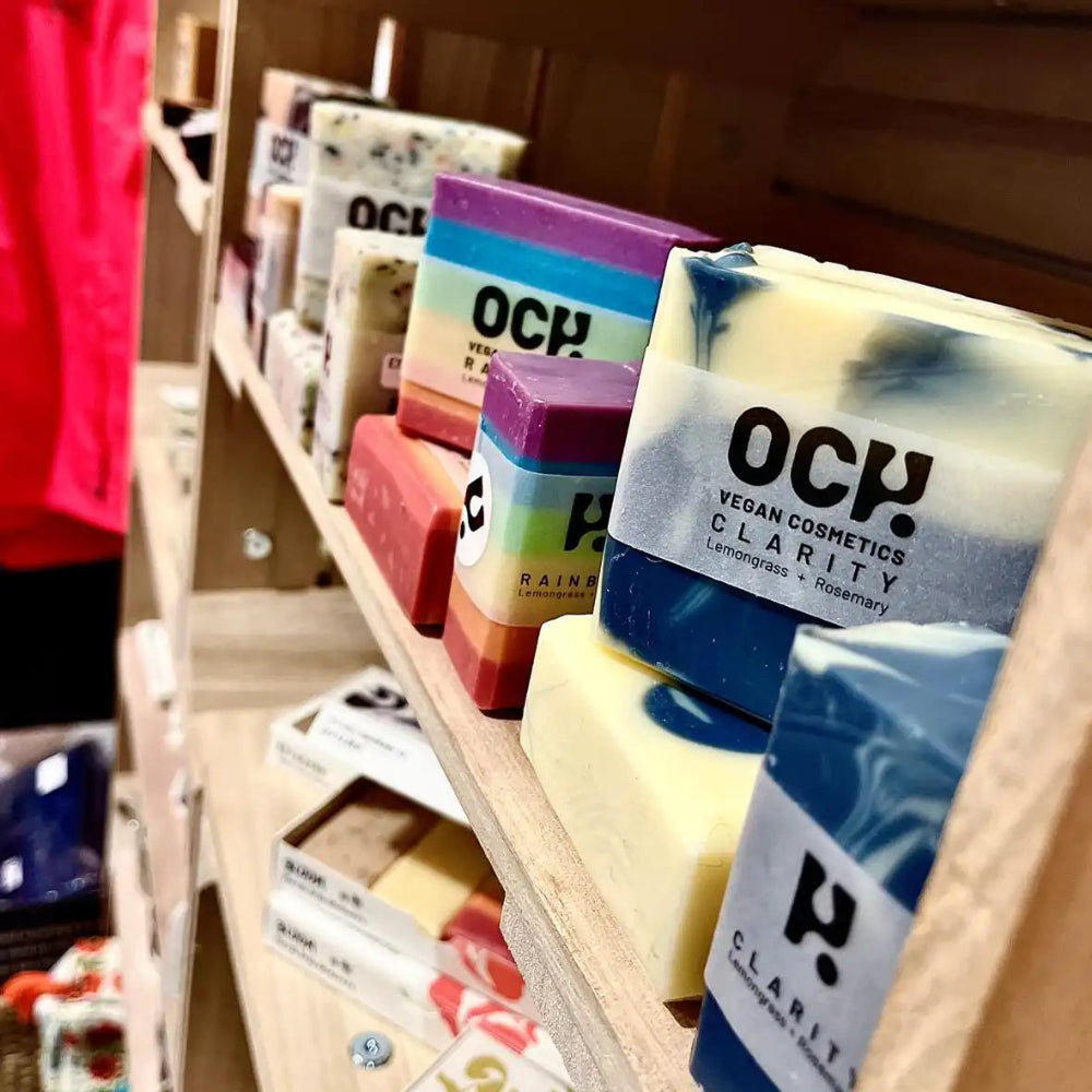 A collection of soaps from Och Vegan Cosmetics.