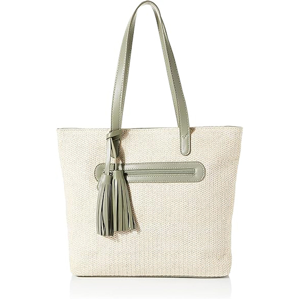 Envy Straw Tote Bag Snowdrop - Green