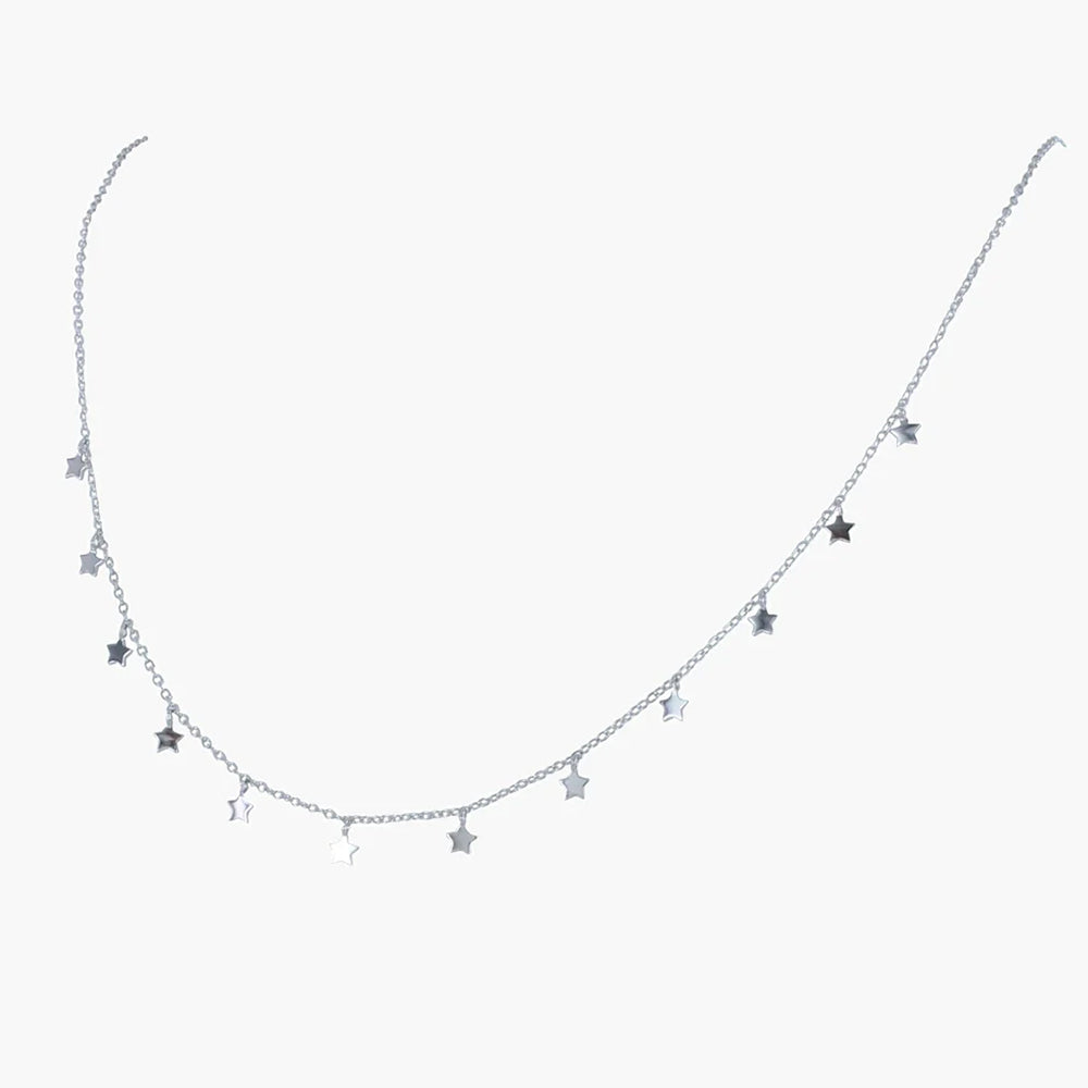 Reeves Starry Short Silver Necklace