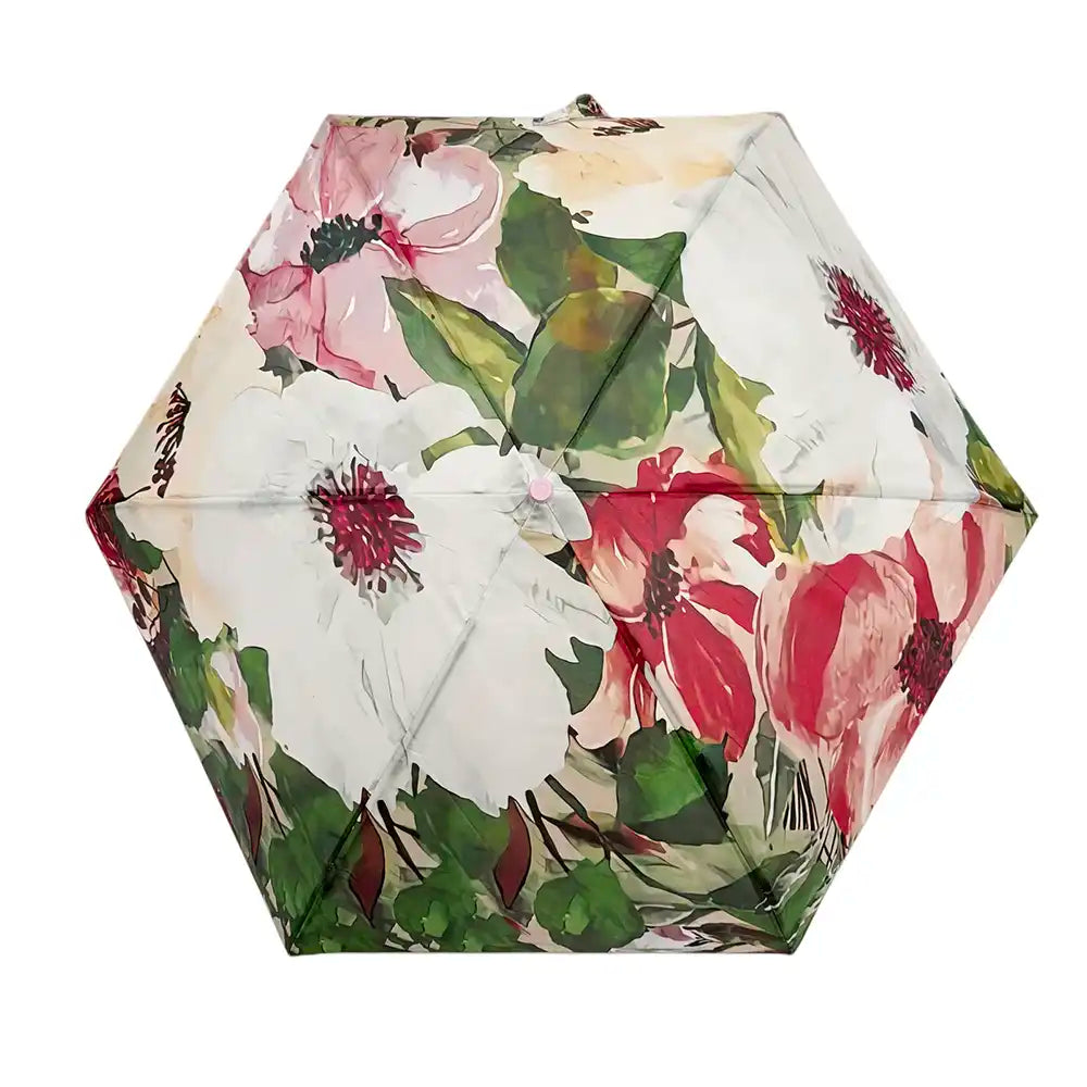 Floral-patterned umbrella on a white background