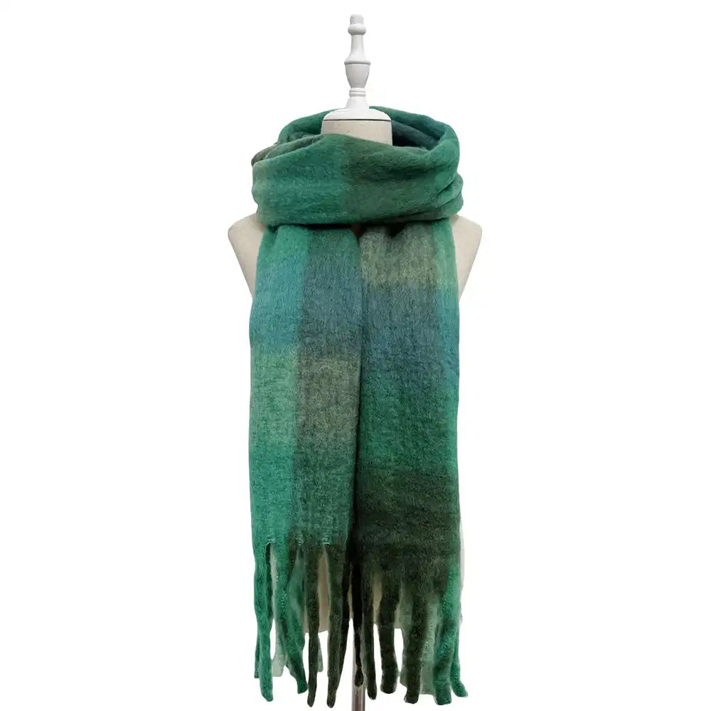 Green Coloured Squares Winter Scarf
