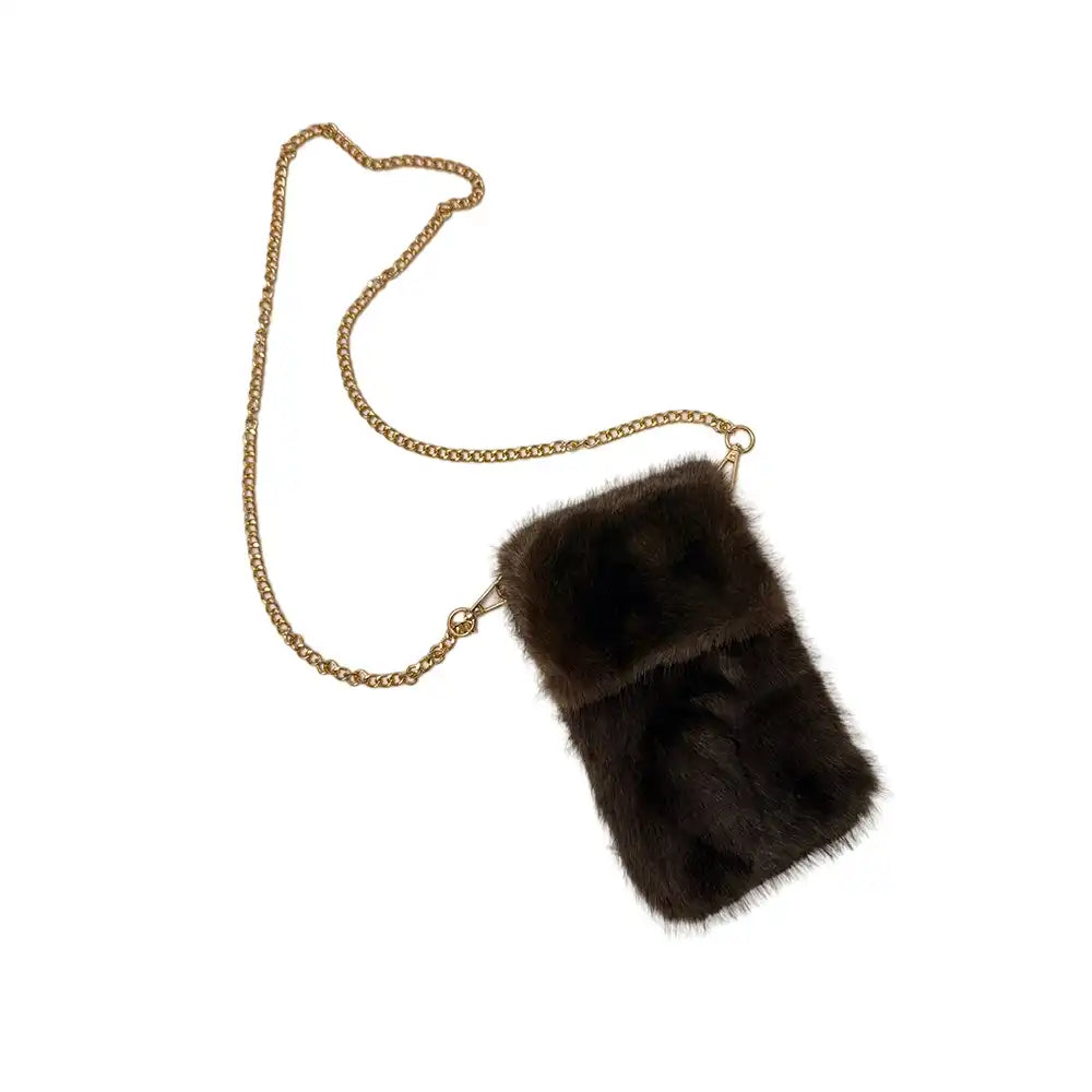 Faux Fur Phone Pouch - Grizzley Bear