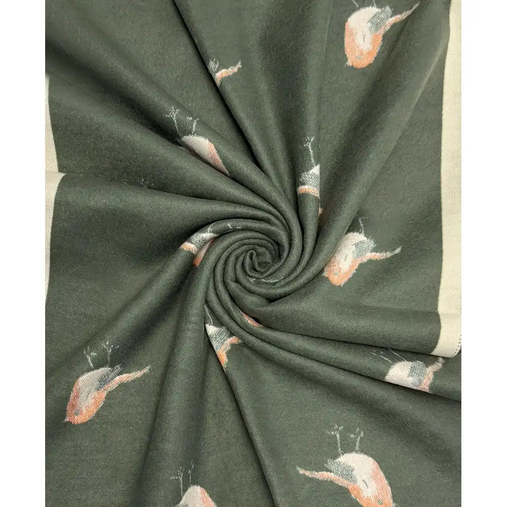 Wool Blend Reversible Scarf - Green Robin