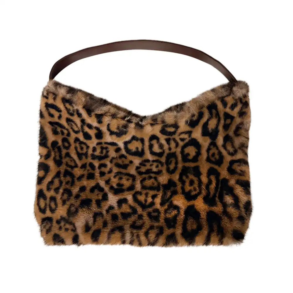 Faux Fur Slouch Tote - Classic Leopard