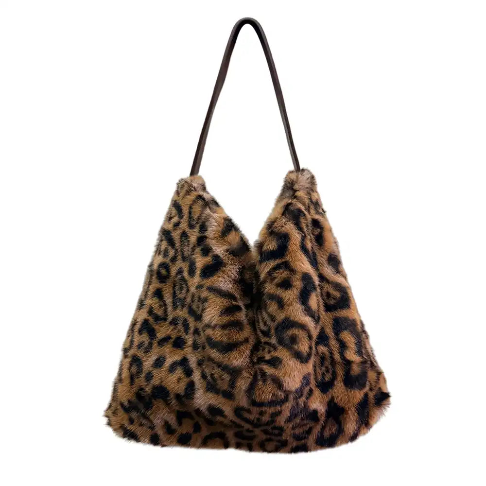 Faux Fur Slouch Tote - Classic Leopard