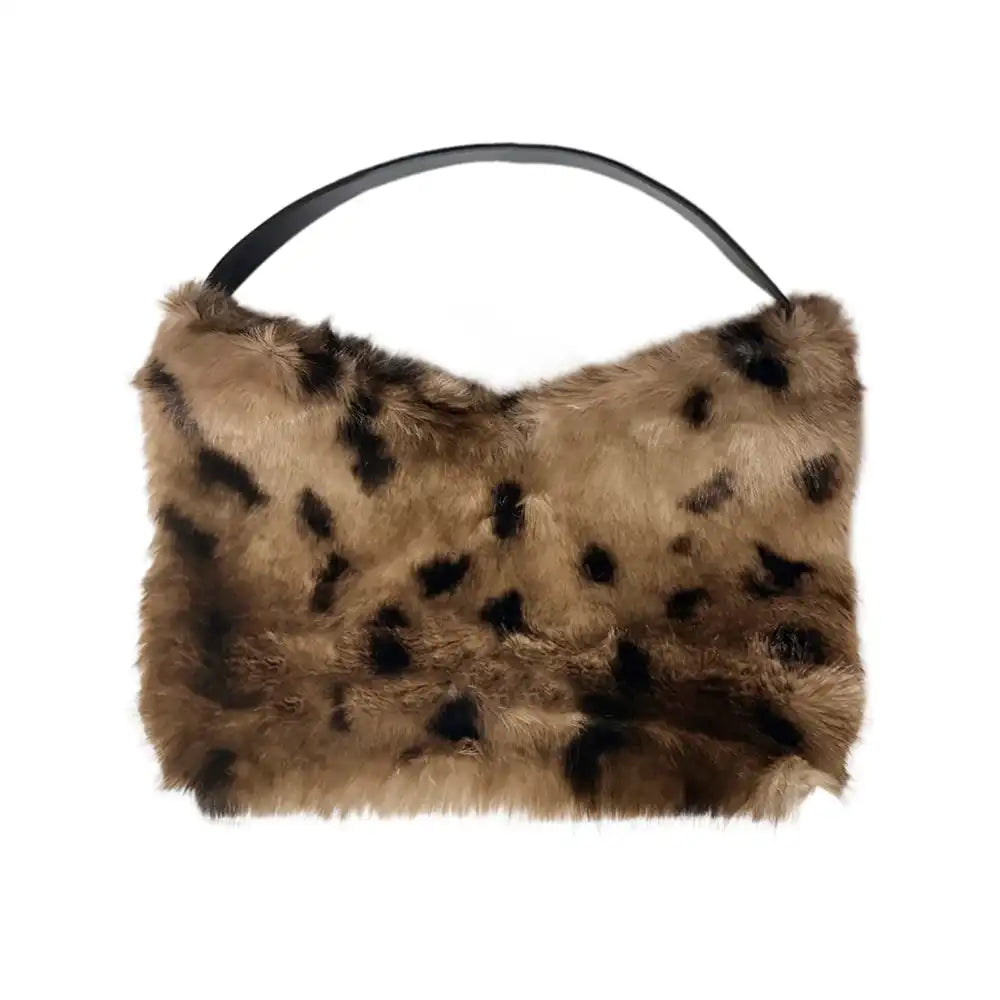Faux Fur Slouch Tote - Ocelot