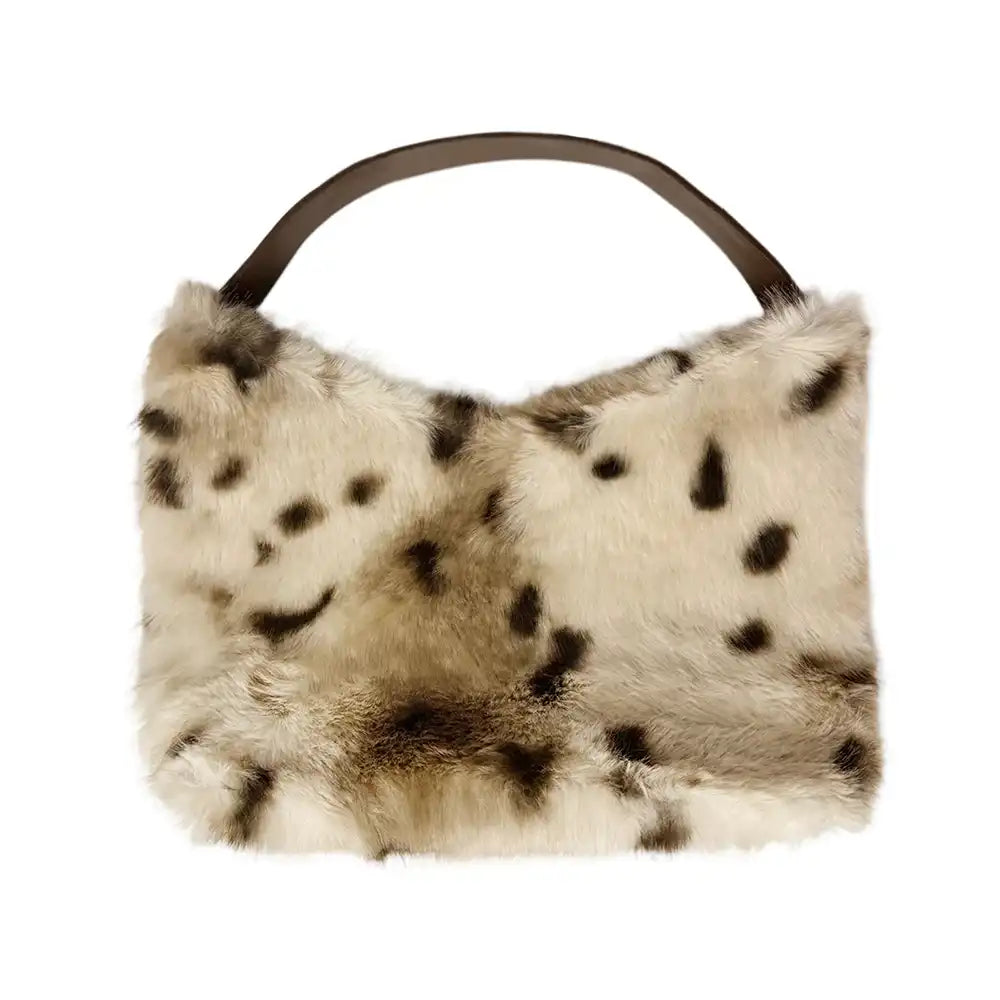 Faux Fur Slouch Tote - Snow Leopard