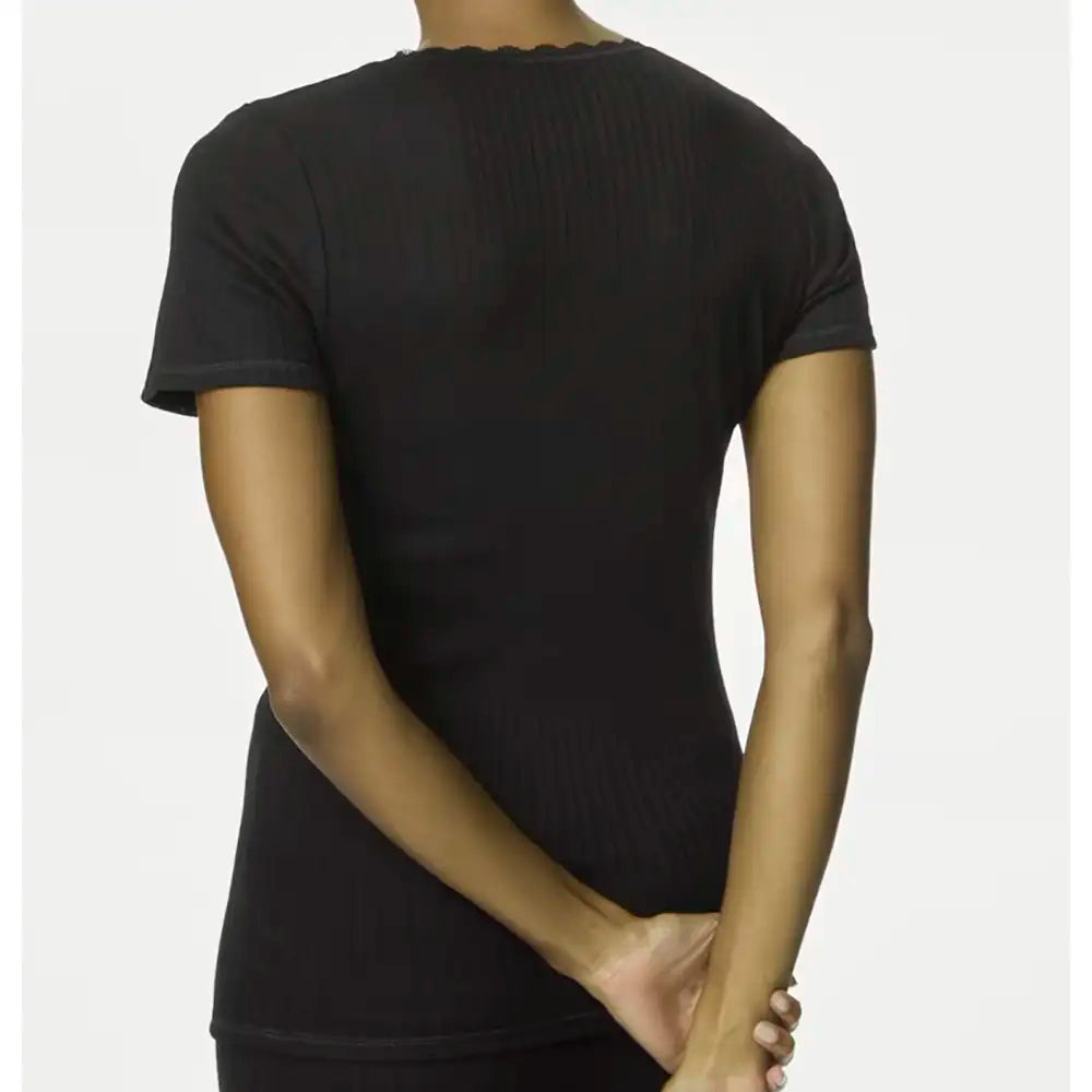 Brushed Thermal Short Sleeve Vest - Black