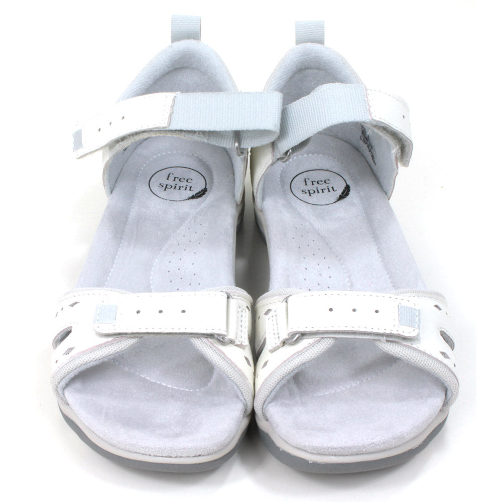 White Leather Heeled Walking Sandals