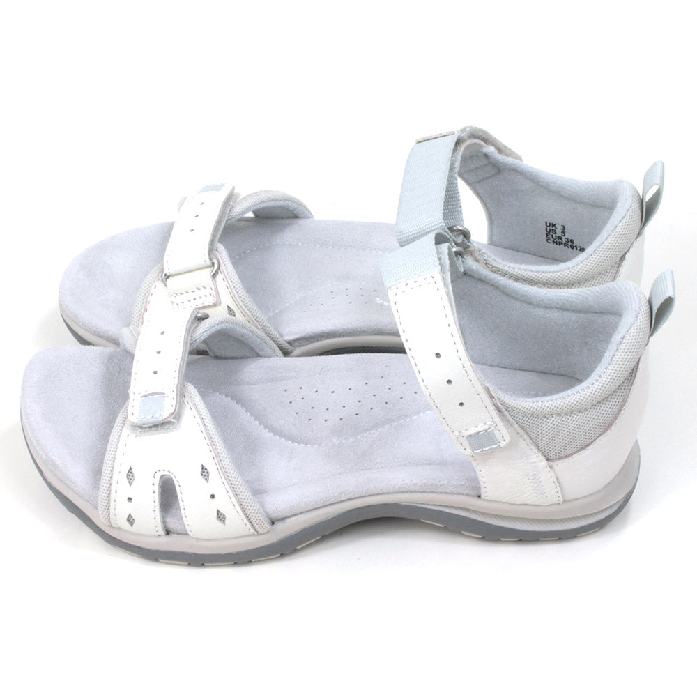 White Leather Heeled Walking Sandals