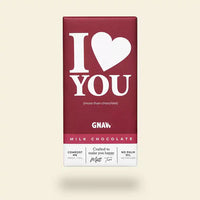 Maroon packaging features a saying of 'I love you (More than chocolate)'.