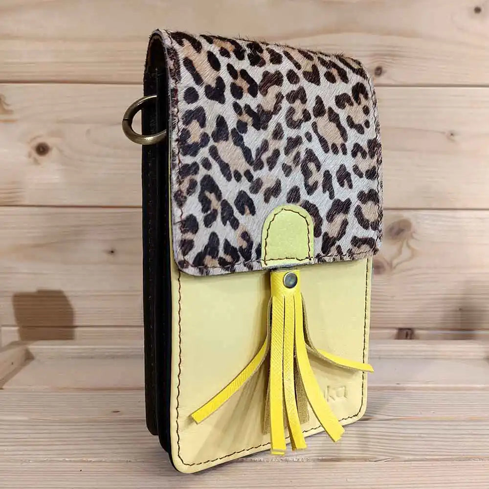 Gia Yellow Leopard Phone Bag