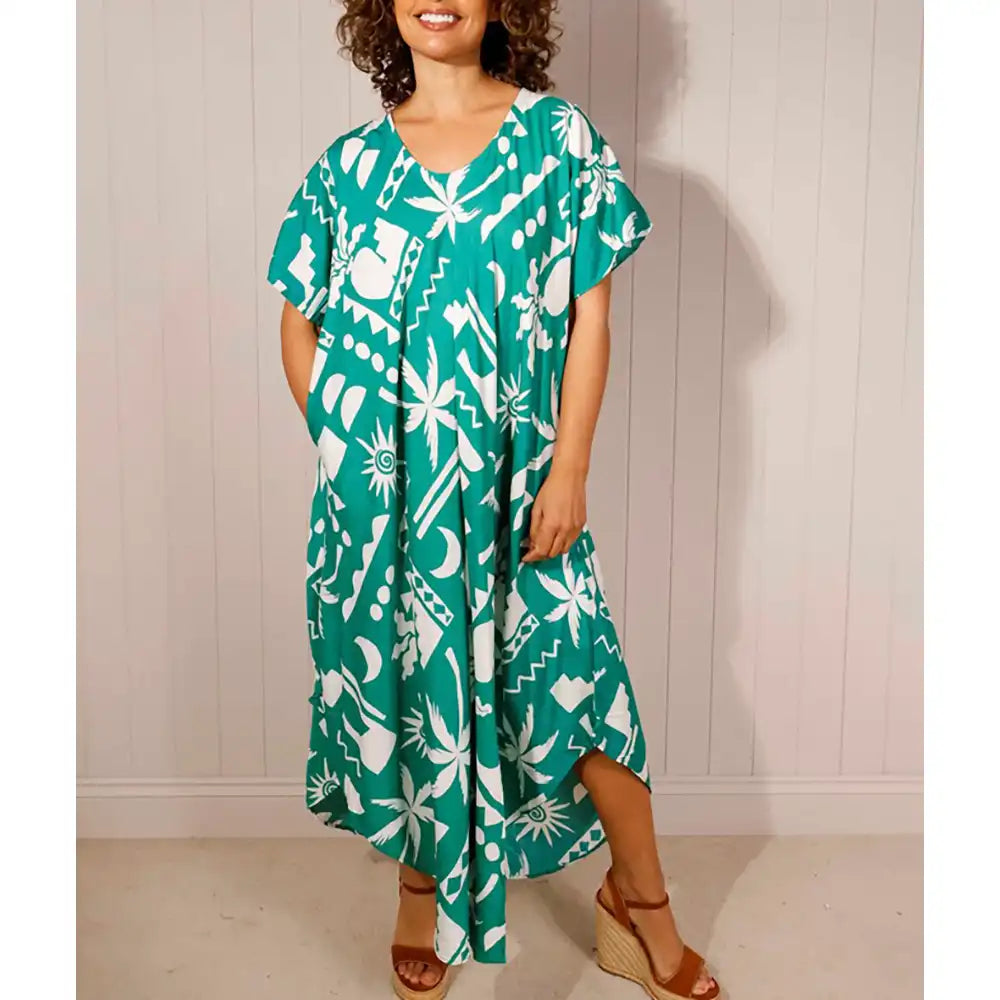 Abstract Oversized Dress - Green