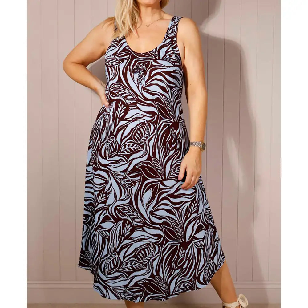 Strappy Tie Maxi Dress - Blue Leaf