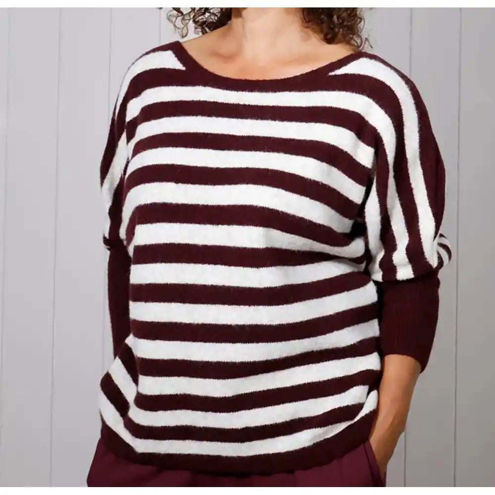 Lana Wool Striped Jumper - Wine