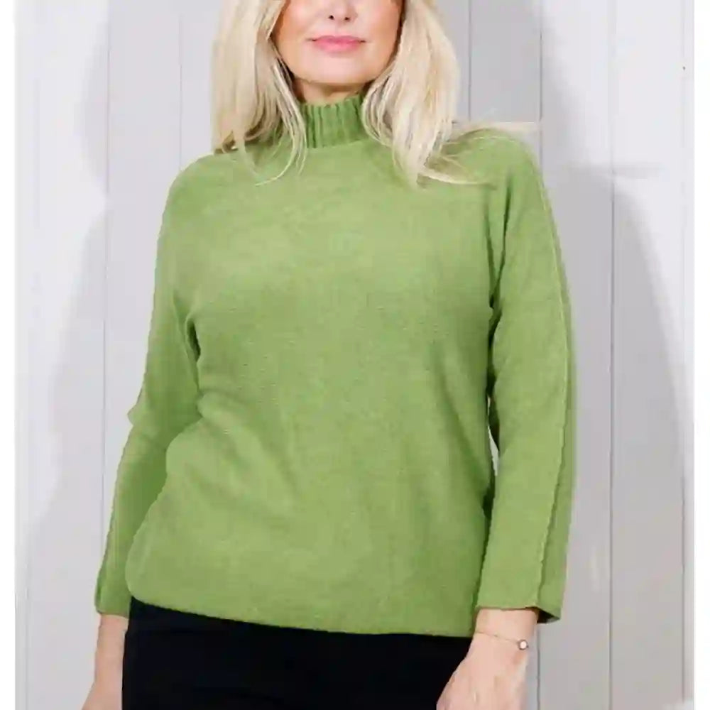 Ribbed Turtle Neck Knitted Jumper - Pistachio
