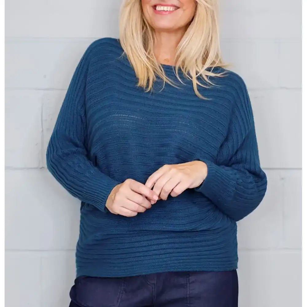 Slouchy ribbed knit jumper in Teal