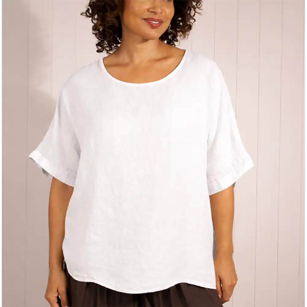 Linen Boxy Top -  White
