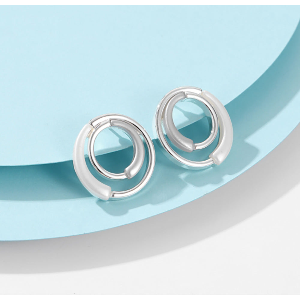 Gracee Round Mix Metal Stud Earrings