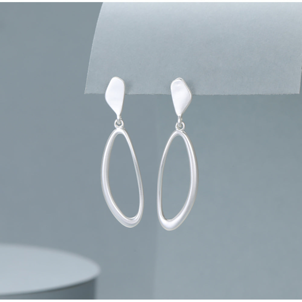 Gracee Pebble Hoop Drop Earring in Silver