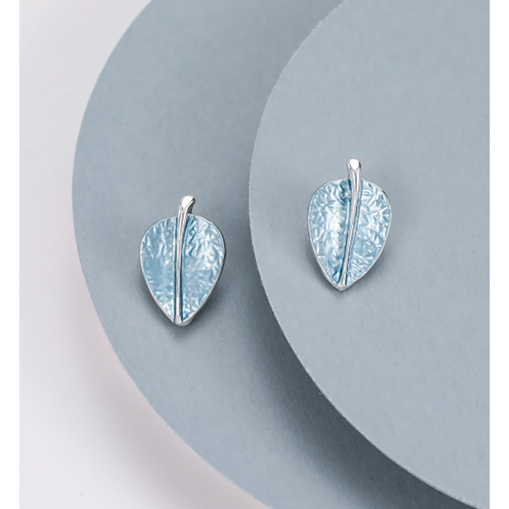 Gracee Blue Leaf Stud Earrings