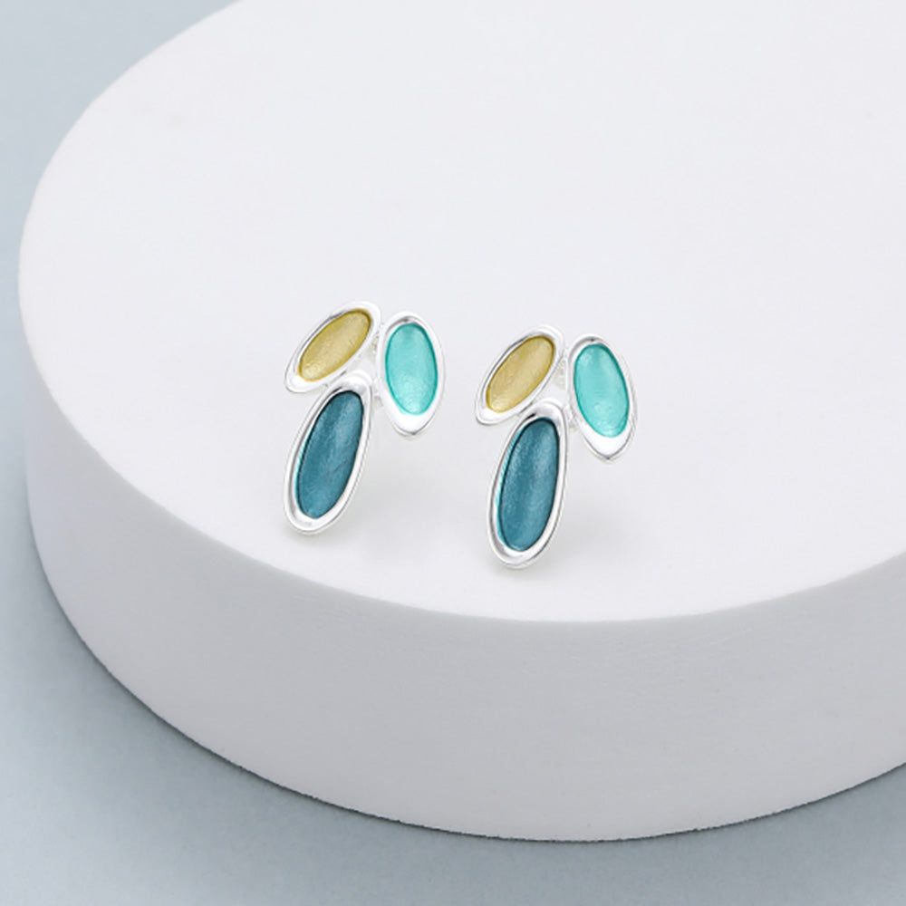 Gracee Ocean Oval Cluster Stud Earrings