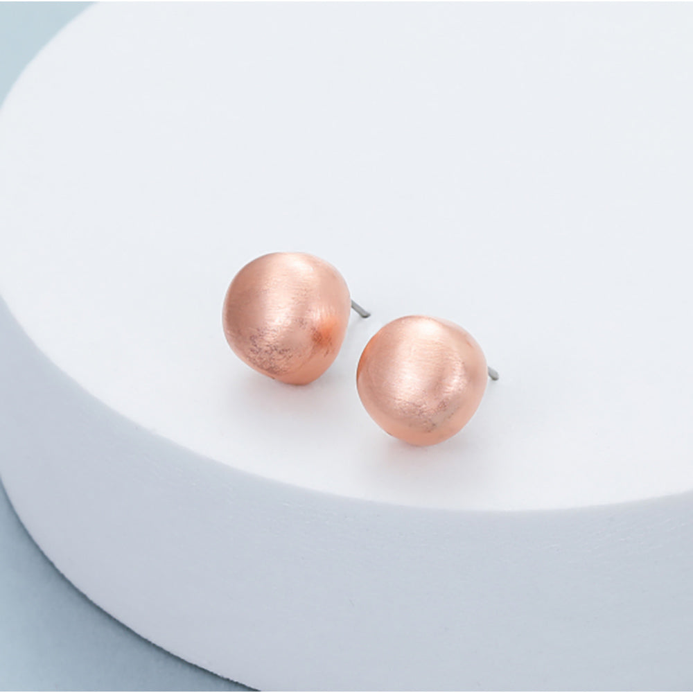 Gracee Brushed Rose Gold Ball Studs