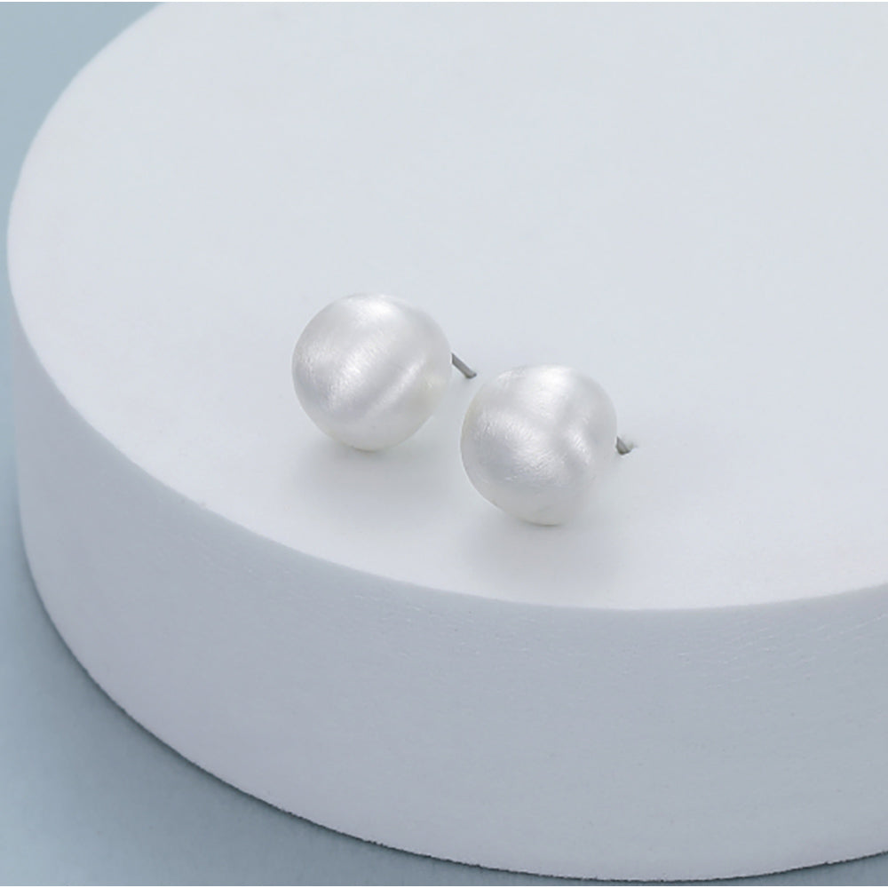 Gracee Brushed Silver Ball Studs