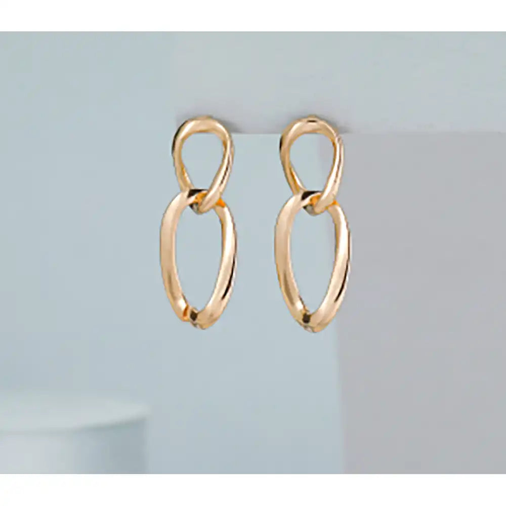 Gold Plated Slim Double Hoop Smooth Earrings